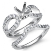 0.9Ct Diamond Engagement Ring Round Bridal Set 14k White Gold Split Curve Shank - javda.com 