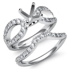 0.9Ct Diamond Engagement Ring Round Bridal Set 14K White Gold Split Curve Shank