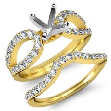 Diamond Engagement Ring Round Bridal Set 14k Gold Yellow Split Curve Shank (0.9Ct. tw.)
