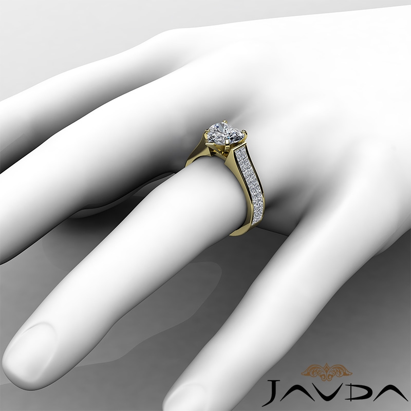 Invisible Shank Sidestone diamond Ring 14k Gold Yellow