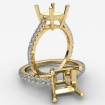 French U Pave Princess Diamond Semi Mount Engagement Ring 14k Yellow Gold 0.31Ct - javda.com 