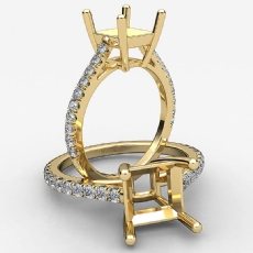 French U Pave Princess Diamond Semi Mount Engagement Ring 14k Gold Yellow  (0.31Ct. tw.)