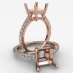 French U Pave Princess Diamond Semi Mount Engagement Ring 14k Rose Gold 0.31Ct - javda.com 
