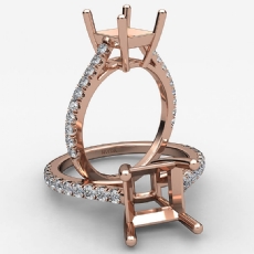 French U Pave Princess Diamond Semi Mount Engagement Ring 14k Rose Gold  (0.31Ct. tw.)