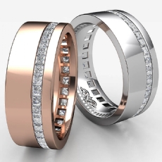 Offset Channel Princess Diamond Eternity Men's Wedding Band 14k W Gold 1.29 Ct (1.29Ct. tw.)