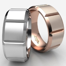 Beveled Edge Men's Dome Wedding Band 14k Rose Gold Solid Ring 9mm 13g 8