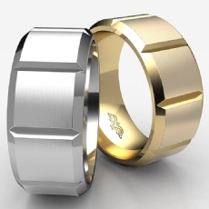 Beveled Edge Men's Dome Wedding Band 14k White Gold Solid Ring 9mm 13.6g 9 size