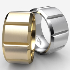 Beveled Edge Men's Dome Wedding Band 14k White Gold Solid Ring 11mm 17.6g 9 size