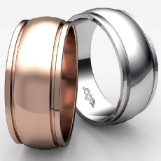 Mens Plain Wedding Solid Band Dome Step Ring 8mm 14k Rose Gold 5.8g 4