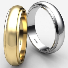 Mens Wedding Solid Band Dome Step Down Ring 5mm 18k Gold Yellow 6g 5