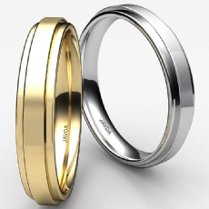 Mens Comfort Fit Wedding Plain Band Flat Ring 4mm 18k Gold Yellow 4.4g 5