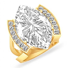 Micro Pave Set Split Shank diamond Ring 14k Gold Yellow