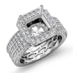 3 Row Diamond Engagement Princess Semi Mount Ring 14k White Gold Halo 1.45Ct - javda.com 