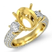 3 Stone Round Diamond Engagement Ring Setting 18k Yellow Gold Oval Semi Mount 2.8Ct - javda.com 