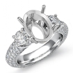 3 Stone Round Diamond Engagement Ring Setting 14k White Gold Oval Semi Mount 2.8Ct - javda.com 