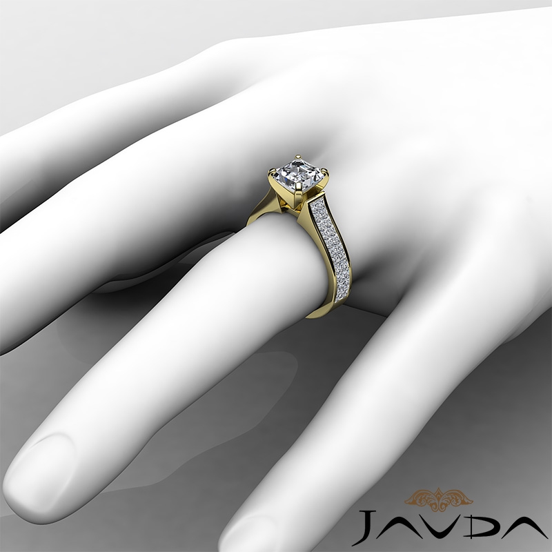 Invisible Shank Sidestone diamond Ring 14k Gold Yellow