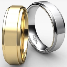 Mens Wedding Plain Band Flat Step Solid Ring 6mm 14k White Gold 6.1g 4sz