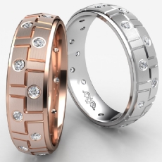 Men's Bezel Set Diamond Eternity Step Edge Wedding Band 14k Rose Gold  (0.26Ct. tw.)