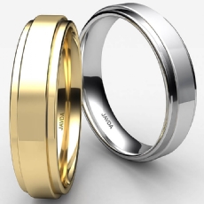 Flat Step Solid Ring Mens Wedding Plain Band 5mm 14k White Gold 4.9g 4sz