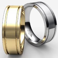 Flat Fit Plain Ring Mens Wedding Solid Band 7mm 14k White Gold 7.8g 4sz