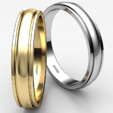 Mens Solid Wedding Band 14k White Gold Dome Step Plain Ring 4mm 2.9g 4sz