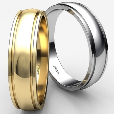 Plain Dome Step Ring Mens Wedding Solid Band 5mm 18k Gold Yellow 4.5g 4