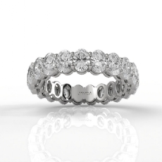 Oval Lab-Grown Diamond Women's Shared Prong Wedding Band 14k White Gold 4Ctw.