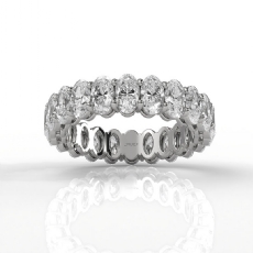 Lab-Grown Diamond Women Shared Prong Oval Wedding Band 14k White Gold 4.2ctw.