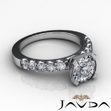U Prong Setting Sidestone diamond Ring 18k Gold White