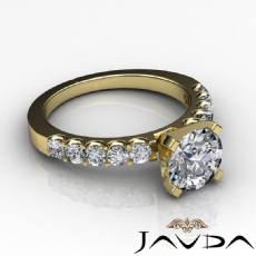 U Prong Setting Sidestone diamond Ring 14k Gold Yellow