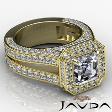 Pave Set Circa Halo Bridge diamond Ring 18k Gold Yellow