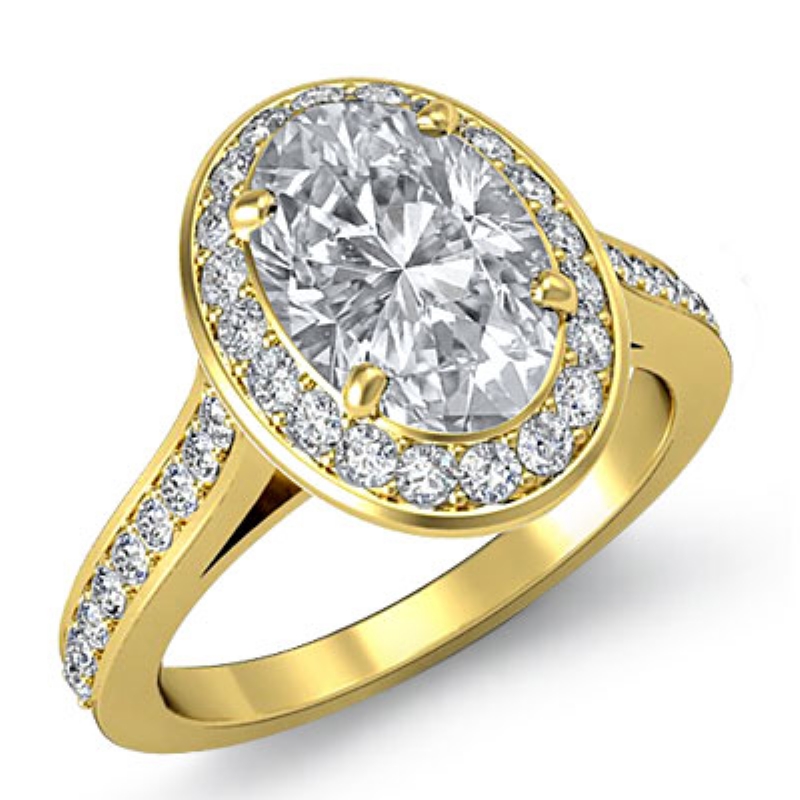 Halo Pave Bezel Set diamond Ring 18k Gold Yellow