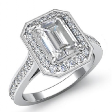 Halo Pave Bezel Set diamond  14k Gold White