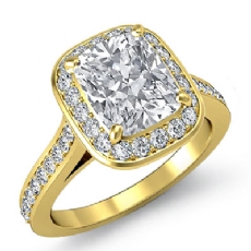 Halo Pave Bezel Set diamond Ring 18k Gold Yellow