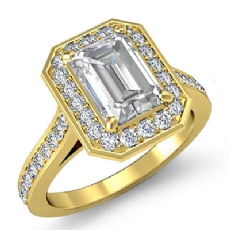 Halo Pave Bezel Set diamond  14k Gold Yellow