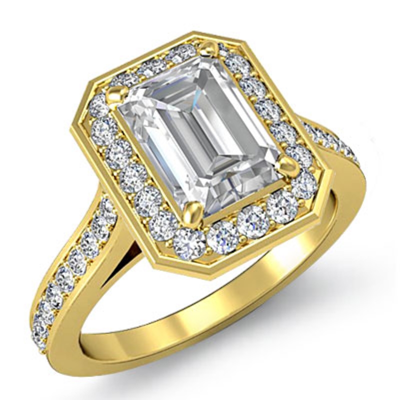 Halo Pave Bezel Set diamond Ring 14k Gold Yellow