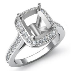 0.70ct Diamond Engagement Ring 14k White Gold Cushion Semi Mount Halo Setting