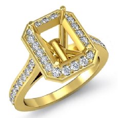 Diamond Engagement Ring Emerald Semi Mount Halo Setting 14k Gold Yellow (0.7Ct. tw.)
