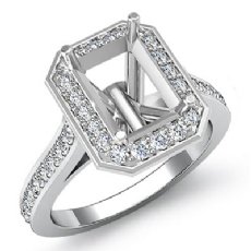 0.70ct Diamond Engagement Ring Emerald Semi Mount Halo Setting 14k White Gold