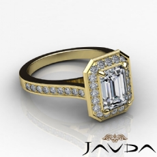 Halo Pave Setting Bezel diamond Ring 14k Gold Yellow