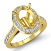 0.7Ct Diamond Engagement Ring Oval Semi Mount 18k Yellow Gold Halo Pave Setting - javda.com 