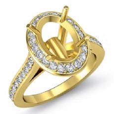 Diamond Engagement Ring Oval Semi Mount 14k Gold Yellow Halo Pave Setting (0.7Ct. tw.)