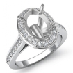 0.7Ct Diamond Engagement Ring Oval Semi Mount 14k White Gold Halo Pave Setting - javda.com 
