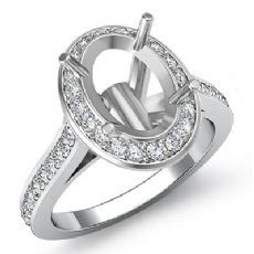 0.70ct Diamond Engagement Ring Oval Semi Mount 14K White Gold Halo Pave Setting