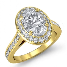 Accents Stone Halo Pave diamond Ring 18k Gold Yellow