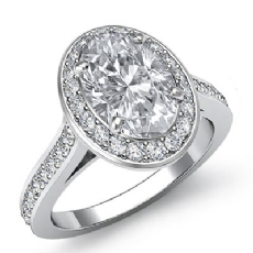 Accents Stone Halo Pave diamond Ring 18k Gold White