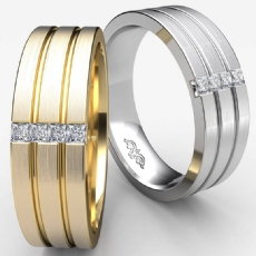 Grooves Channel Diamond Men's Half Wedding Band 14k White Gold 0.15 Ct