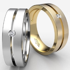 Matte Finish Solitaire Diamond Men's Wedding Band 14k W Gold 0.10 Ct