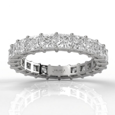 Princess Lab Grown Diamond Shared Prong Women Wedding Band 14k White Gold 3.4ctw