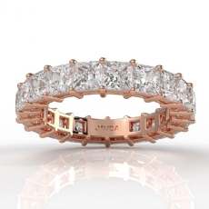 Shared Prong Wedding Band Princess Cut Lab Grown Diamond 14k Rose Gold  (4.95Ct. tw.)